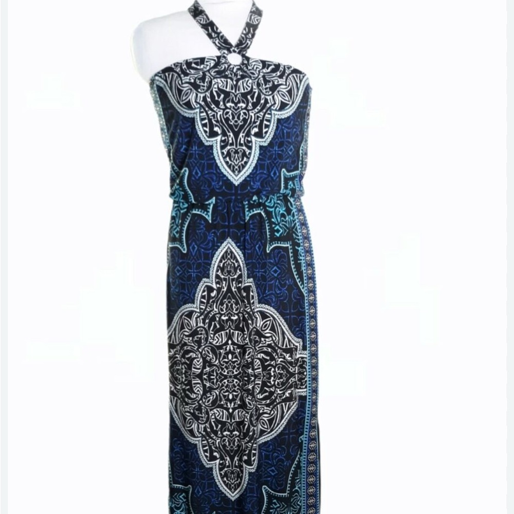 White House Black Market Blue and Black Maxi Dress NWT